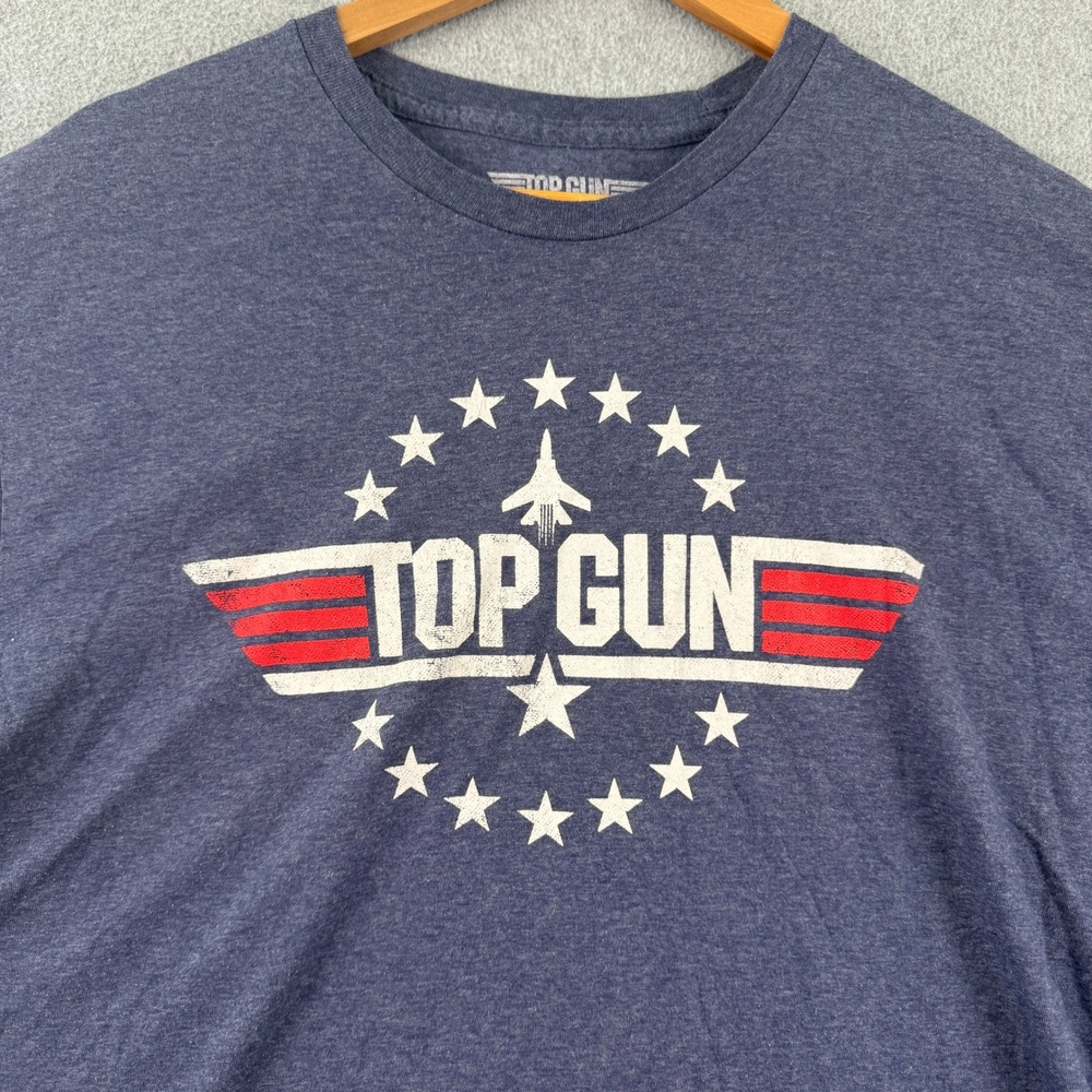 Top Gun T-Shirt Mens XL Blue Graphic Logo Paramount Movie Heathered Tee
